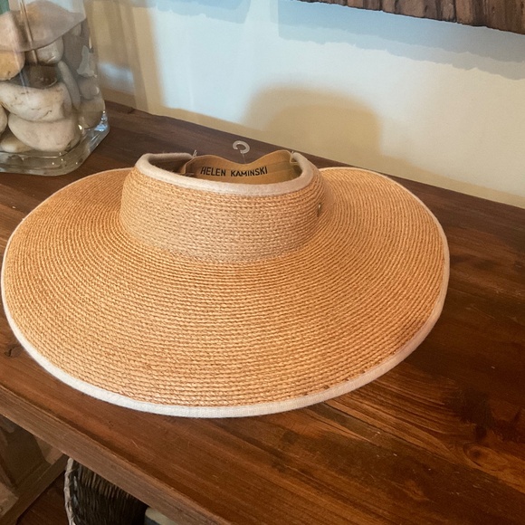 Helen Kaminski  Mita Raffia Visor Straw Hat, Color Sand
